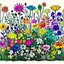 Placeholder: garden filled with vibrant flowers- print-vincent-van-gogh,design, vector graphic, colorful, adorable, cute, vector illustration, white background