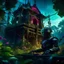 Placeholder: cinematic close up shot of a cyborg cyberpunk robot DJing in an overgrown mysterious forest castle ruins, deep vibrant sky at night with stars, otorealism:1.1), (psychedelic dripping and melting:1.3), masterpiece, epic composition, vibrant colors, flowers foliage and trees