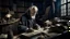 Placeholder: In a dark corner of his old laboratory filled with books and strange tools, researcher Dr. Alexander standing in front of a wooden table covered with old paper and manuscripts. His blue eyes were studying the pages of the books intently, and his thick gray hair was falling gently on his forehead. His facial features exuded a whiff of wisdom and determination. In the middle of this dark laboratory, a faint light glows streaming from a narrow window opening. This light flows through the mines of