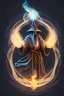 Placeholder: wizard casting a fireball, symmetrical design,