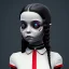 Placeholder: wednesday addams, addams family style, addams family make up, addams family dress, hyper detail, octane render, unreal engine 5, 8k resolation