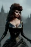 Placeholder: young sophia loren as evil queen in black leather, angry, stern look, volumetric lighting, particales,highly detailed,cinematic, deep colours,8