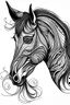 Placeholder: realistic horse head tattoo idea, line art, background, vector, svg, black outline on white background, leave plenty of white space beetween lines for coloring, tattoo style, tattoo idea,full body, minimalist