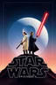 Placeholder: movie poster for Star Wars episode 4 featuring luke and leia in iconic poses atop of a mound shaped as the words "STAR WARS" death star in background, correct any proportions errors