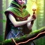 Placeholder: romantic fantasy spray painting, closeup of cute smiling dark bulgarian robed elven princess bride ,sitting on a branch, loosing torch in magical forest by waterfall