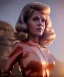 Placeholder: Ultra Realistic retro sci-fi movie, ovni flying scene, 1960 year, waist up view portrait, a super giant blonde woman, sweet teenager Jane Fonda face, perfect iris, glow eyes, face makeup, tight latex coat, many people, Retro sci-fi style, soft color, highly detailed, unreal engine 5, ray tracing, RTX, lumen lighting, ultra detail, volumetric lighting, 3d, finely drawn, high definition, high resolution.