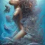 Placeholder: sango fantasy, fantasy magic, intricate, sharp focus, illustration, highly detailed, digital painting, concept art, matte, artgerm and paul lewin and kehinde wiley, masterpiece sexy lips Hawaiian afro lips black African lady body mermaid lionfish head blue space lady beach sea under water mermaid seaweed