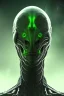 Placeholder: alien, head, evil,green eyes, weapons, blood, 8k, finely detailed, photo realistic, HR Giger style