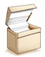 Placeholder: illustration of a drawer with an envelope in it against a white background. Full frame