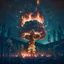 Placeholder: giant radioactive explosion destroy a forest, night starry sky in background, 8k resolution, photorealistic, ultra detailed