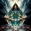 Placeholder: Dynamic hypnotic fractal 3D Pyramids pentagonal Symmetry and morphing between organic and geometric forms , smooth translucent iridescent glass with inner glow and bubbles, varied transparent materials, stormy skies, intense dramatic