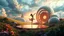 Placeholder: Dynamic cifi country side ,hypnotic of 3D structures Symmetry twisting and morphing between cifi plants , cifi flowers and metal geometric 3d structures buildings ,cifi cars, and an open cifi stage with a beautiful lady dancer in stage,a future pretty lady singer presenting in a big tv screen her performance in it,smooth translucent iridescent glass with inner glow and bubbles, varied transparent materials, stormy skies, intense dramatic a very beautiful ballerinais playing ballet