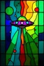 Placeholder: Acid, trippy, psychedelic, abstract, colourful, simple, Stained glass panel, ufo