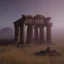 Placeholder: ancient ruins fog bonfire