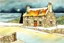 Placeholder: lone old stone cottage with lights on, by Frozen apocalypse " a patchwork art by Jamie heiden, peter doig, Renoir, pol Ledent, endre penovac, Gustave Loiseau, Arthur Rackham, Doug Chinnery, Maud Lewis. inlay, watercolors and ink, beautiful, fantastic view, extremely detailed, intricate, best quality, highest definition, rich colours. intricate beautiful dynamic lighting award winning fantastic view ultra detailed 4K 3D high definition hdr elegant intricate beautiful award winning fantastic view