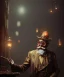 Placeholder: Surreal, steampunk, cabaret scene. Russian old man. Sweat, rain, smoking, happy, hot, people background, highly detailed, concept art, unreal engine 5, god rays, ray tracing, RTX, lumen lighting, ultra detail, volumetric lighting, 3d, finely drawn, high definition, high resolution.