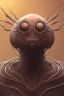 Placeholder: spider alien, head,8 eyes, smile, 8k, with hairs, finely detailed, photo realistic, HR Giger style