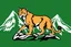 Placeholder: a mountain lion in a royal lion position like on flags or crests, vector