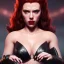 Placeholder: Scarlett Johansson as evil queen in black leather gown, cleavage, angry, stern look unreal 5, octane render,cinema4d, dynamic lighting, dramatic lighting, 4k, redshift render, highly detailed, hyper realistic, in space