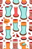 Placeholder: Design a toy package seamless fabric design patterns for a new ‘A crisper that can’t accommodate junk food’ brand named ‘pudding boots’