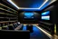 Placeholder: a dedicated home cinema room with LED ambient lighting in the walls