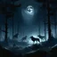 Placeholder: a moonlit clearing in the heart of a dark forest, where a pack of werewolves stand to perform a sacred ritual under the watchful gaze of the full moon, their howls echoing through the night.