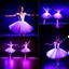 Placeholder: create storyboard of 9 images of dance of a beautiful balerina in pretty clothing in a modern cifi stage in her performance cinamatic lights .