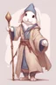 Placeholder: Cute bunny floppy ears adventurer wizard robe dnd art realism