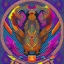 Placeholder: alien rooster deep colors kente