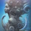 Placeholder: sango fantasy, fantasy magic, intricate, sharp focus, illustration, highly detailed, digital painting, concept art, matte, artgerm and paul lewin and kehinde wiley, masterpiece sexy lips Hawaiian afro lips black African lady body mermaid lionfish head blue space lady beach sea under water mermaid seaweed