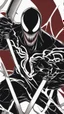 Placeholder: A close picture of Venom symbiote like ghost of Sparta red tattoos and Clothes, holding blade of choice