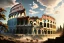 Placeholder: golden waterfall falling from clouds into roman colosseum,nature,epic, hyper detailed, digital painting, elegant, centered, detailed, neon signs, 8k, shining, heaven, many happy people, dampf,