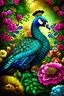 Placeholder: amazing peacock, flower backwornd, adult book cover