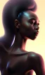 Placeholder: black girl, cute, beautiful, long hair, head and shoulders portrait by Greg Rutkowski