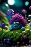 Placeholder: portrait of fluffy toy wolly illithid mind flawyer in a water slide holding weird flowers in his trunk in the style of pixar, on a strange planet with weird colors and wind turbines, bokeh like f/0.8, tilt-shift lens 8k, high detail, smooth render, down-light, unreal engine, prize winning