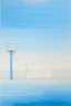 Placeholder: A pale blue basketball field in the foggy sky painted by Lyonel Charles Feininger