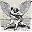 Placeholder: [art by Charles Bukowski] Jacob wrestling with angel
