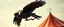 Placeholder: crow man robot acrobatic dodge, circus