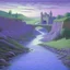Placeholder: A light purple gorge with a swampy water river painted by the Limbourg brothers