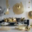 Placeholder: A picture of a modern living room with gold party decoration