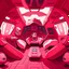 Placeholder: Cartoon futuristic dark red, red, pink, and white spaceship Interior