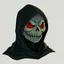 Placeholder: jack o lantern head with a dark green hood cloak in anime style