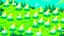 Placeholder: Fantasy cartoon illustration: trail of marshmallow chicks candy in the grass. Look from above.