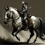 Placeholder: Knight riding a horse. Traditional Art . Moody