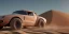 Placeholder: 3d rendering. futuristic car. Buried in desert sand. Lost in Time