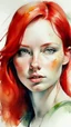 Placeholder: water colour drawing of women face with red hair