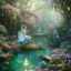 Placeholder: high-quality, fine-detail beautiful, stunning fairy sitting beside a clear, reflective lake, flowers, butterflies, small globes of iridescent light, tranquil, gorgeous, 8k resolution, 3D octane render, intricate, digital art, detailed matte, volumetric lighting, George Grie, Anne Dittman, Anne Stokes, Lisa Parker, Selina French,