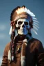 Placeholder: native american chief , skeletion cowbow,apocalypse setting,