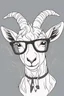 Placeholder: Outline art for cute coloring pages with goat with glasses, full body, white background, sketch style, only use outline, clean line art, no shadows and clear and well outlined.