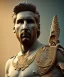 Placeholder: Realistic image, classic sculpture, marble material, Lionel Messi with Laurel wreath model, miguel angel style, God light, god rays, 4k resolution, perfect details, ornate details, soft lighting, unreal engine 5, soft cyan background.